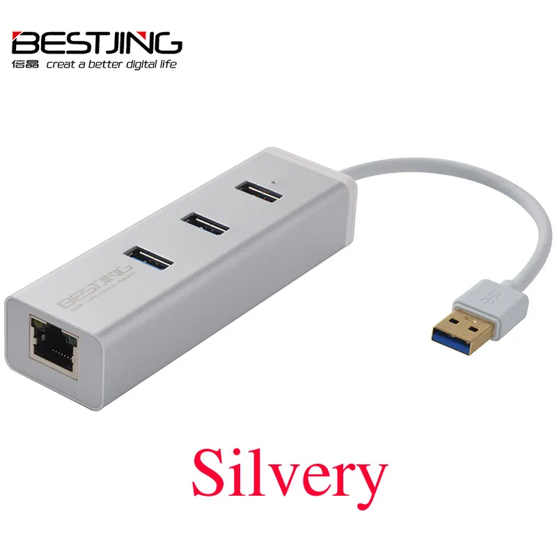 3 USB Port Hub+RJ45 Lan Adapter Laptop Ethernet Dock PC