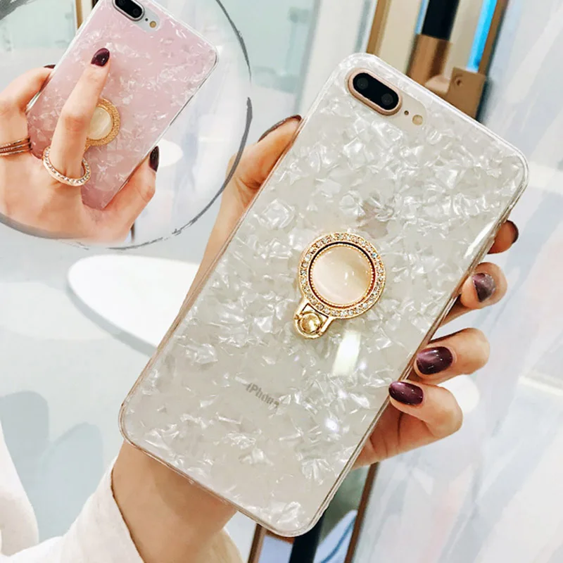 

Ring Stand Holder Case For iPhone 7 8 Plus Dream Shell Phone Cases For iPhone X 7 6 6s Plus IMD Silicone TPU Back Cover