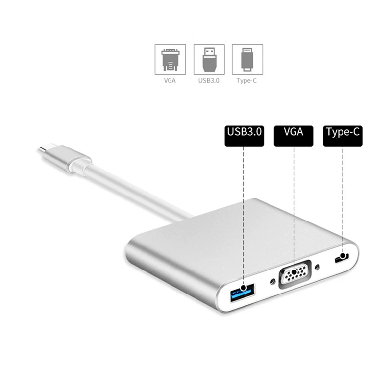 Ранкман Тип C USB 3,1 к VGA USB 3,0 USB-C конвертер Thunderbolt 3 к VGA адаптер для нового Macbook huawei mate30 samsung S9 S10