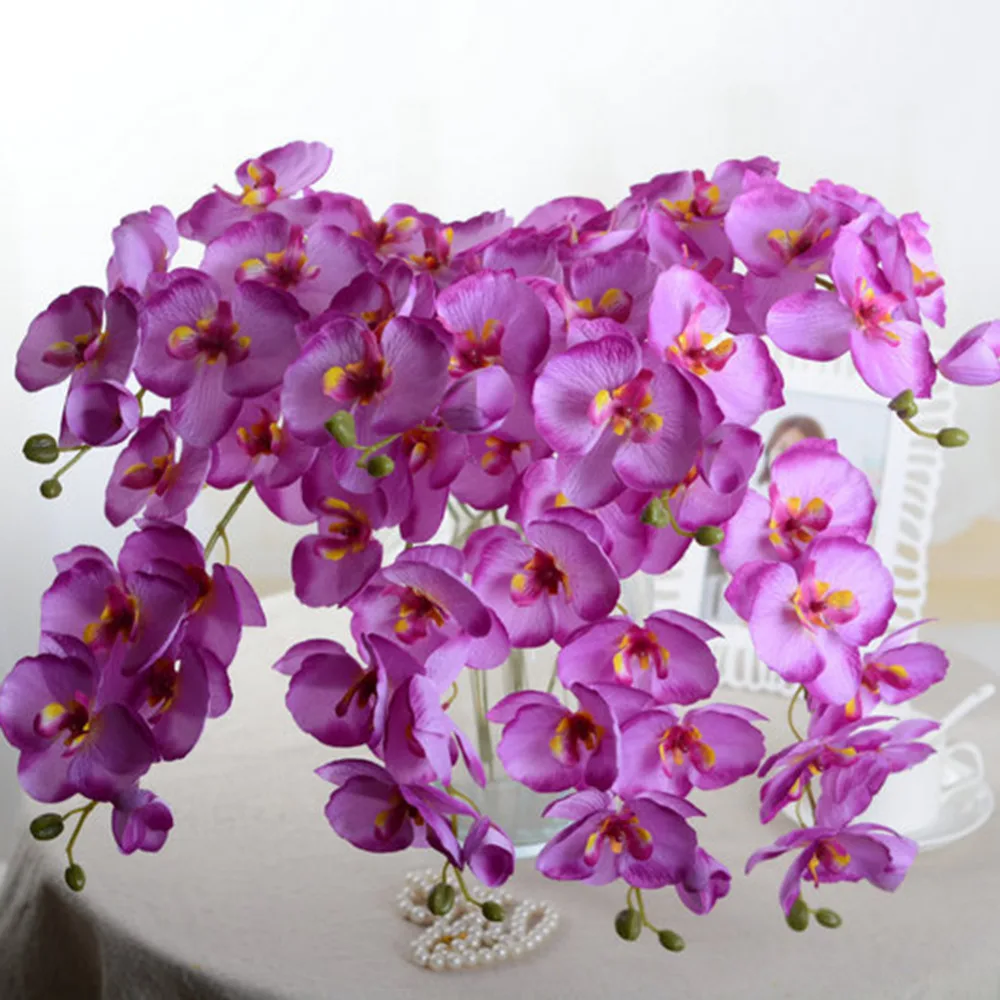 Орхидея, искусственные цветы, сделай сам, искусственная Орхидея, Бабочка, Шелковый букет цветов, фаленопсис, свадебное украшение для дома