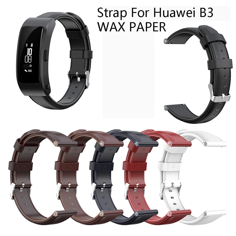 

Adjustable Wrist Strap Smartwatch Replacement For Huawei B3 WAX PAPER Watch 16mm Leather Strap Band Wristband Sport Bracelet