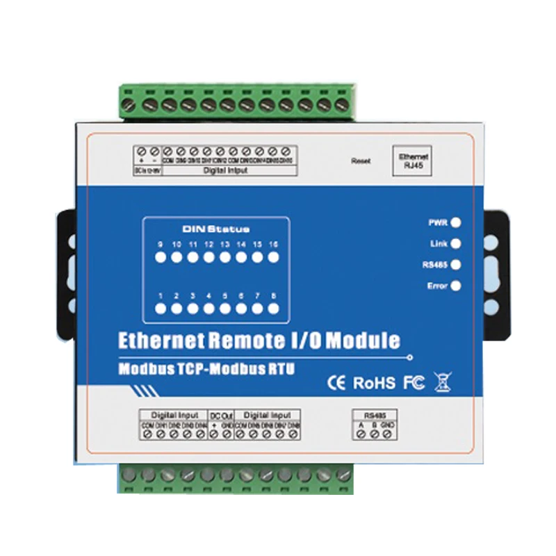 

M410T(16DI+RJ45+RS485) High Speed Pulse Counter Ethernet Remote IO IOT Module Modbus TCP Data Acquisition Module 16 DIN