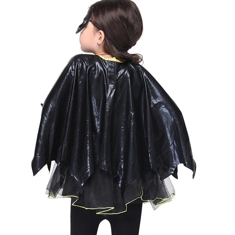 Детский костюм на Хеллоуин; костюм на Хеллоуин для девочек Бэтмен костюм для косплея, костюм эксклюзивная одежда с маска для глаз с накидкой, костюмы Бэтмена