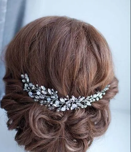 Le liin ручной работы цветок, повязка на голову Хрустальная лента для волос серебро невесты украшения для волос романтическое украшение для волос Свадебные аксессуары для волос