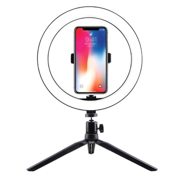 

Photography LED Selfie Ring Light Makeup Light 260MM Dimmable Make Up Ring Light with Table Tripods Phone Stand Holder