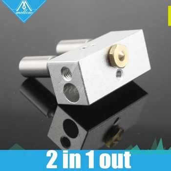 

Upgraded For 3D Printer Multi Color Nozzle 2 in-1 out Cyclops Aluminium Heater Block +2pcs Throat 1.75mm Free shipping
