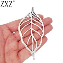 ZXZ 2 шт античное серебро большой открытый полый лист Подвески для колье DIY ювелирных изделий 95x46 мм