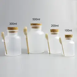 Круглый большой чистый АБС-пластик пластиковая упаковка для косметики порошок соль для ванны из пробки Бутылка банку с деревянной ложкой