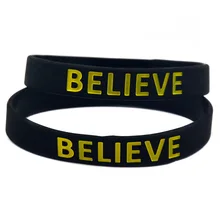 OBH 50 шт Черный Debossed BELIEVE силиконовый браслет для religion Faith