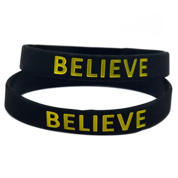 

OBH 50PCS Black Debossed BELIEVE Silicone Wristband for Religion Faith