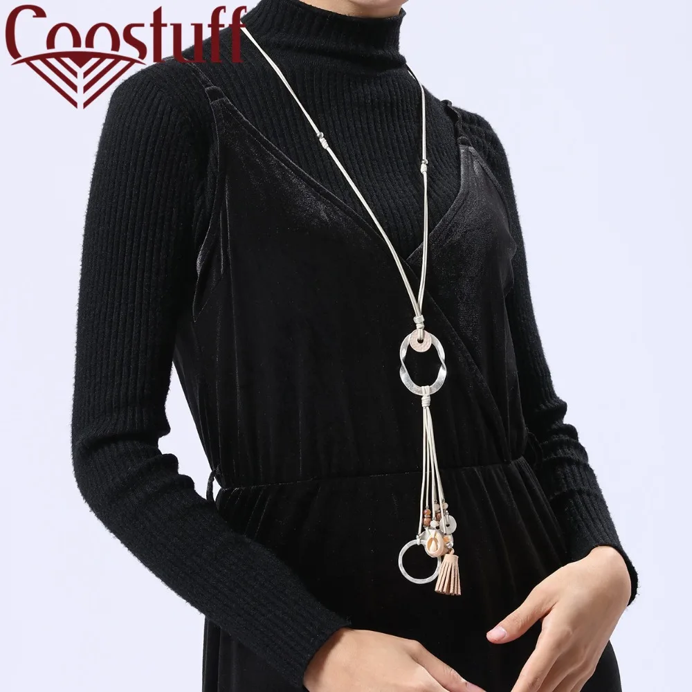 

2018 Tassal Pendant Woman statement necklaces & pendants Leather Long necklace women christmas gift collares mujer colar choker
