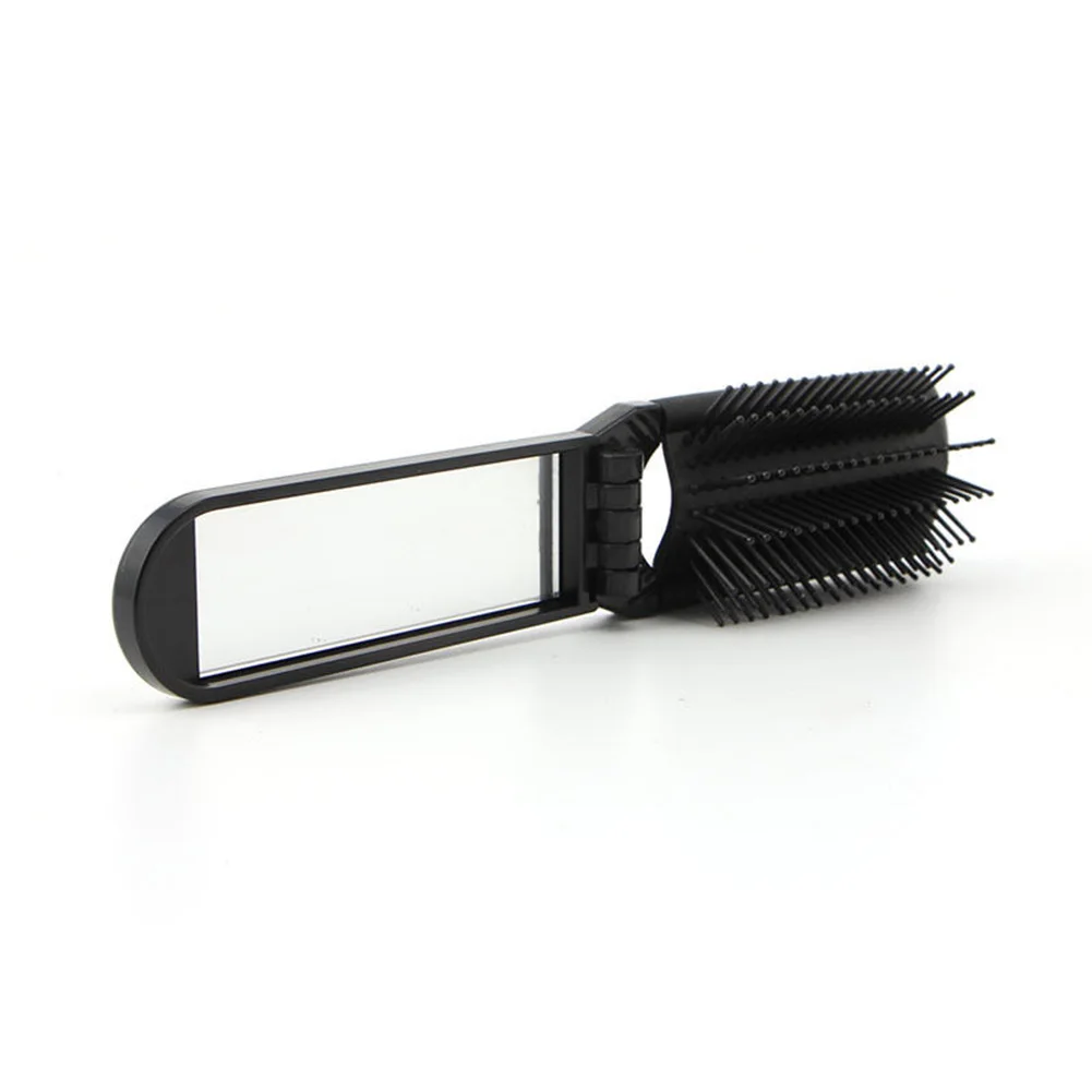 new Portable Travel Folding Hair Brush With Mirror for