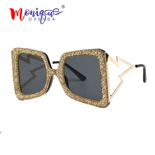 Винтаж Квадратные Солнцезащитные очки для женщин большой размеры гравий Украшенные стразами камни Модные женские большие солнечные очки Óculos