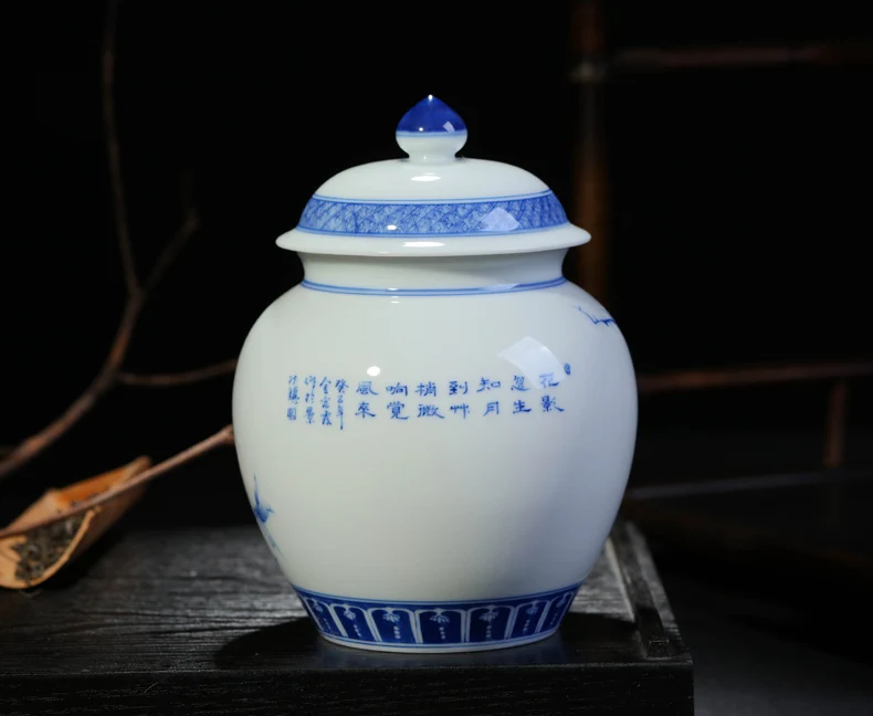 Changwuju в Цзиндэчжэнь Чайный сервиз ручной работы голубой и белый чай каннистер, а также баночка для хранения и ваза, окрашенная Jinhongxia