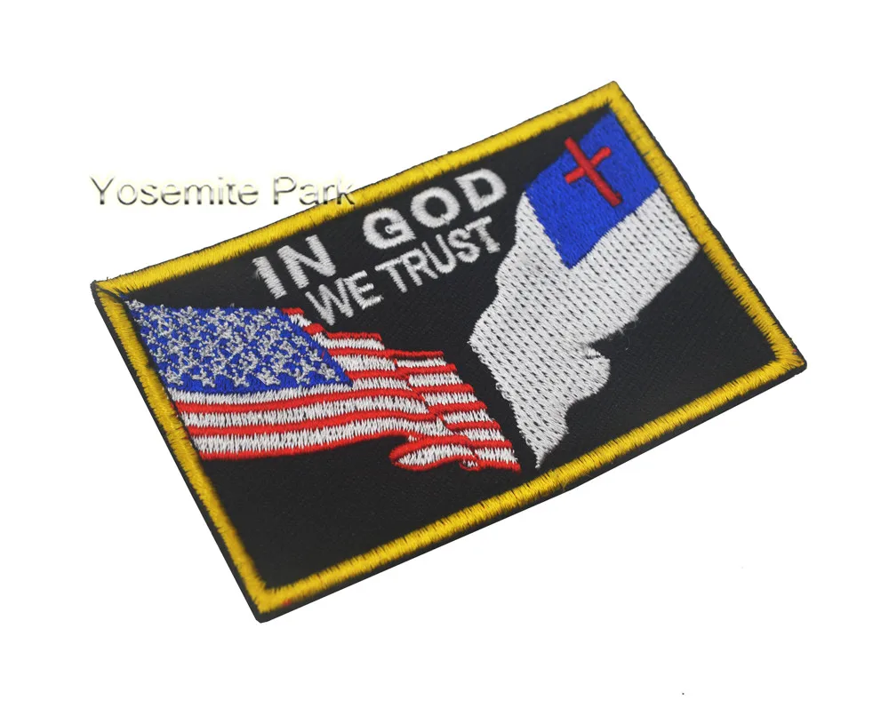Embroidered In God We Trust Patches Christian Flag American Military