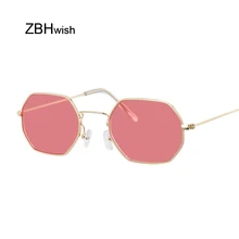 Occhiali Da Sole Vintage Donne del Progettista di Marca Classic Struttura In Metallo Occhiali Dello Specchio di Modo Hexagon Occhiali Da Sole Per Le Donne Oculos De Sol