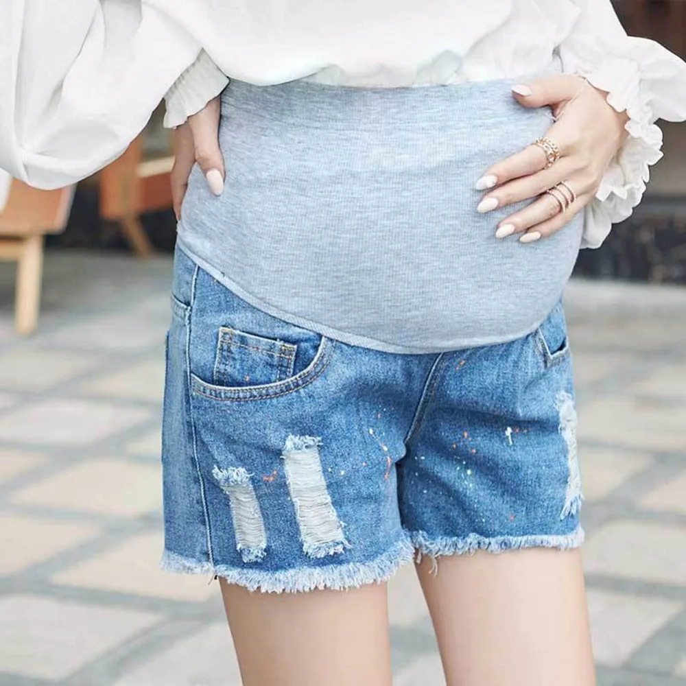 Summer Denim Maternity Shorts For Pregnant Women Clothing Pregnancy Cotton Clothes Short Belly