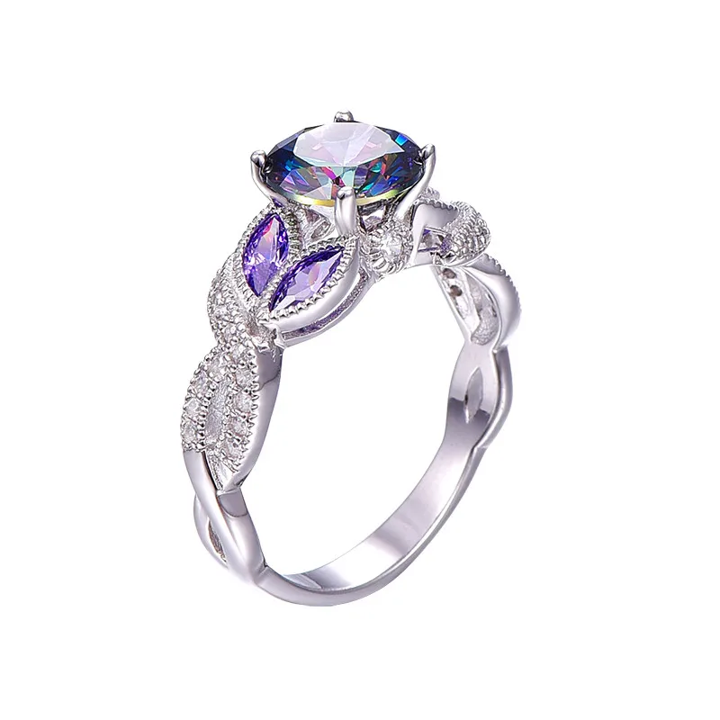 JQUEEN Mystical Rainbow Topaz S925 Sterling Silver Rings Sapphire Engagement Ring For Women Original Female Fine Jewelry