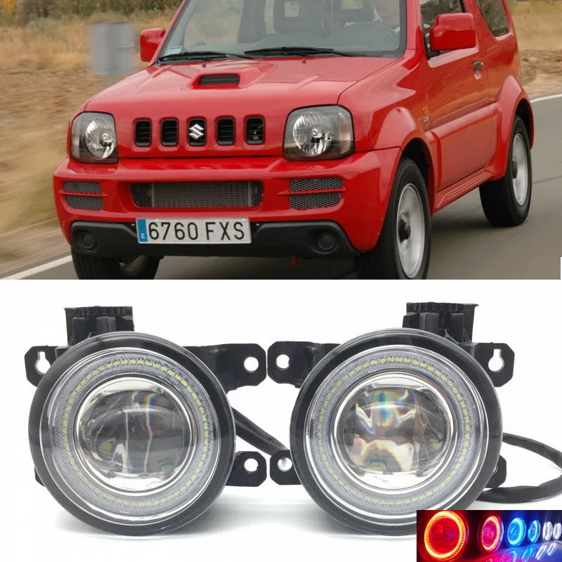 

2 in 1 LED Angel Eyes DRL 3 Colors Daytime Running Lights Cut-Line Lens Fog Lamp for Suzuki Jimny 1998-2017