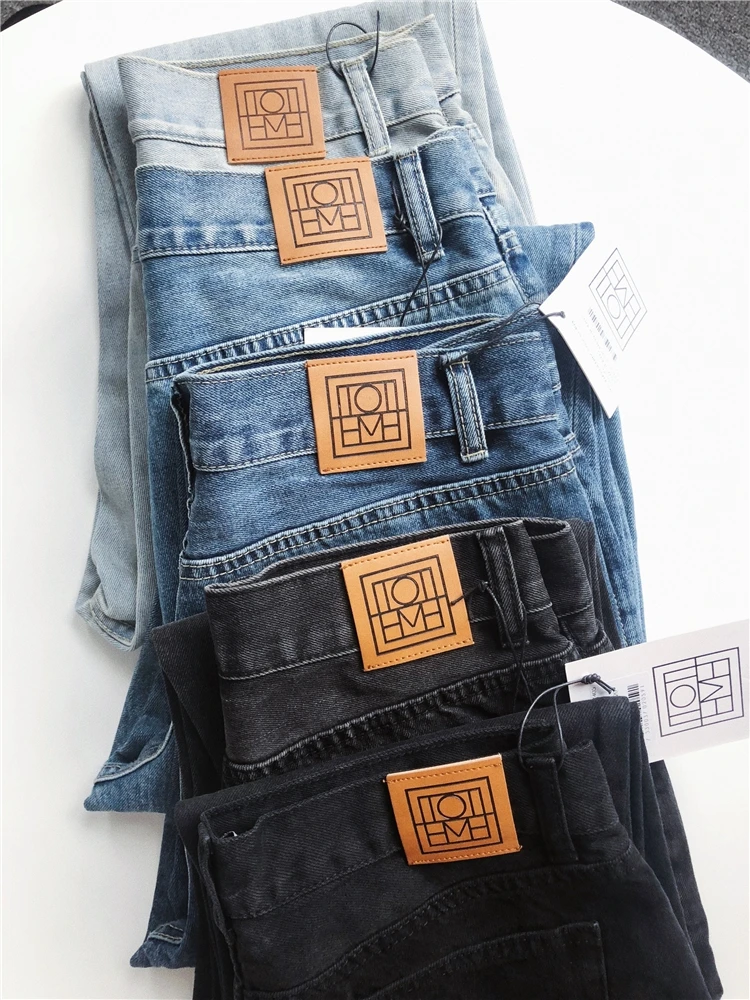 Ins Ultra Fire асимметрично вырезанные винтажные прямые джинсы с 9 точками