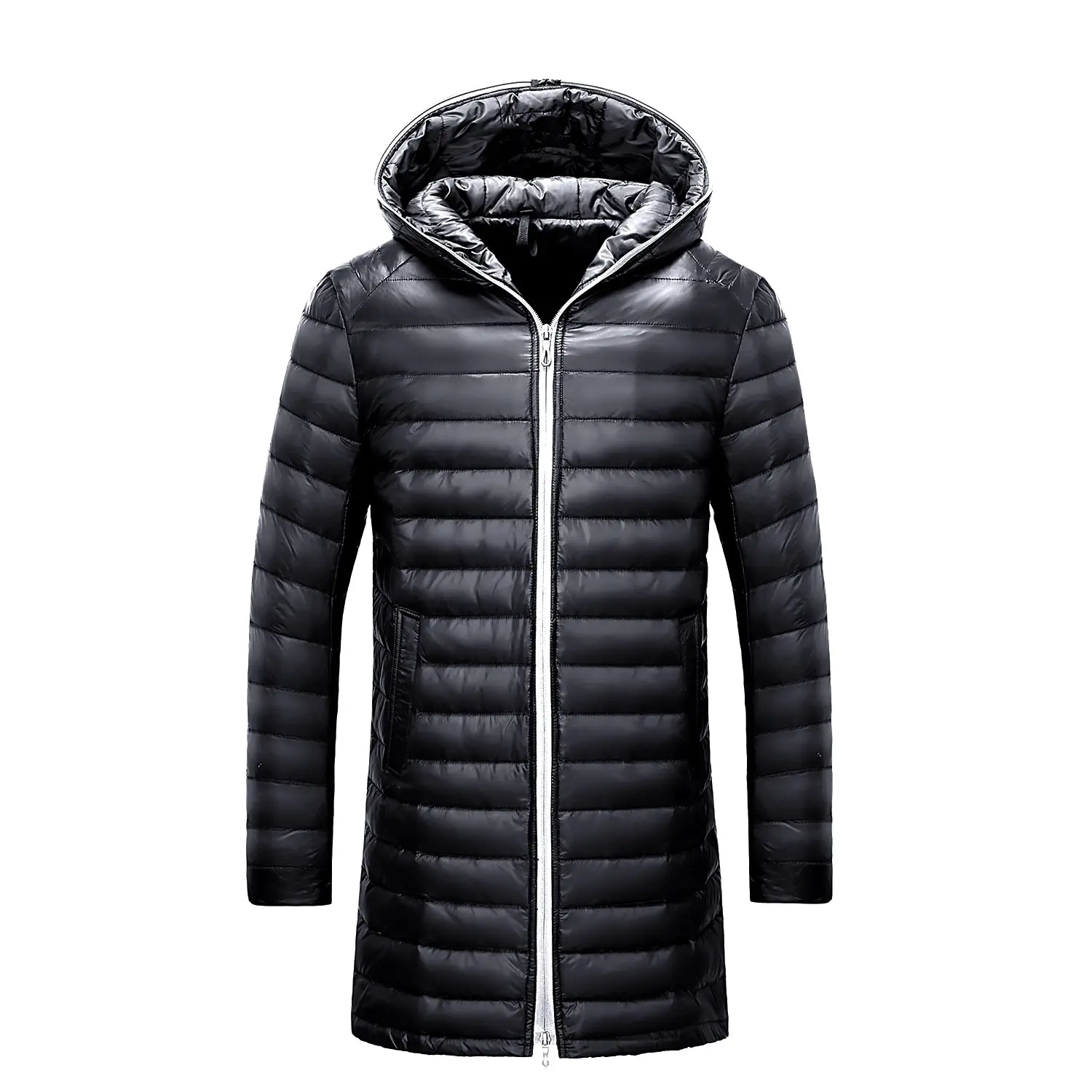 2018 New Fashion Autum and Winter Men Down Coats Lightweight Man Jackets Solid Hooded Duck Long Clothing 3XL | Мужская одежда