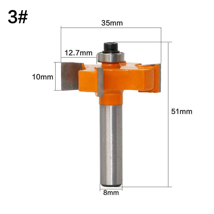1 шт. 8 мм хвостовик деревообрабатывающий фрезы для дерева Rabbeting бит Т-образные фрезы с верхним подшипником