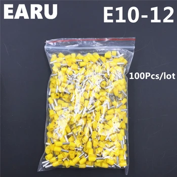 

100Pcs E10-12 Tube Insulating Insulated Terminal 10MM2 7AWG Cable Wire Connector Insulating Crimp E Black Yellow Blue Red Green