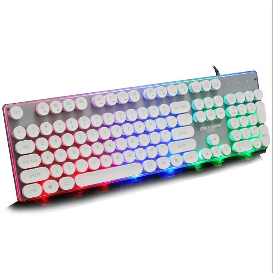 Игровая клавиатура настольная Ретро светящаяся USB Проводная 5 V/DC+-0,5 V 200mA ультратонкая дизайнерская клавиатура металлическая панель