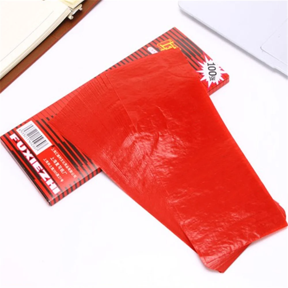 

NNRTS 100 sheets 38K Red Carbon Stencil Transfer Paper Double Sided Hand Pro Copier Tracing Hectograph Repro 22x8.5cm