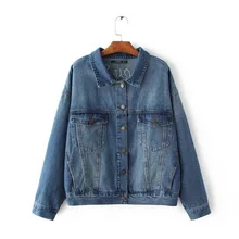 Осенне-зимняя женская обувь, модные, повседневный спортивный костюм с длинным рукавом с вышивкой Свободный Стиль Мода Повседневная Популярная чисто женская джинсовая куртка