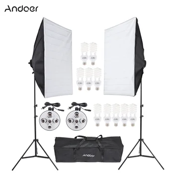 

Only sale to Russia Photo Studio Lighting Kit with Photography Light Stand Two 50 * 70cm Softbox Ten Bulbs Two Light Holder