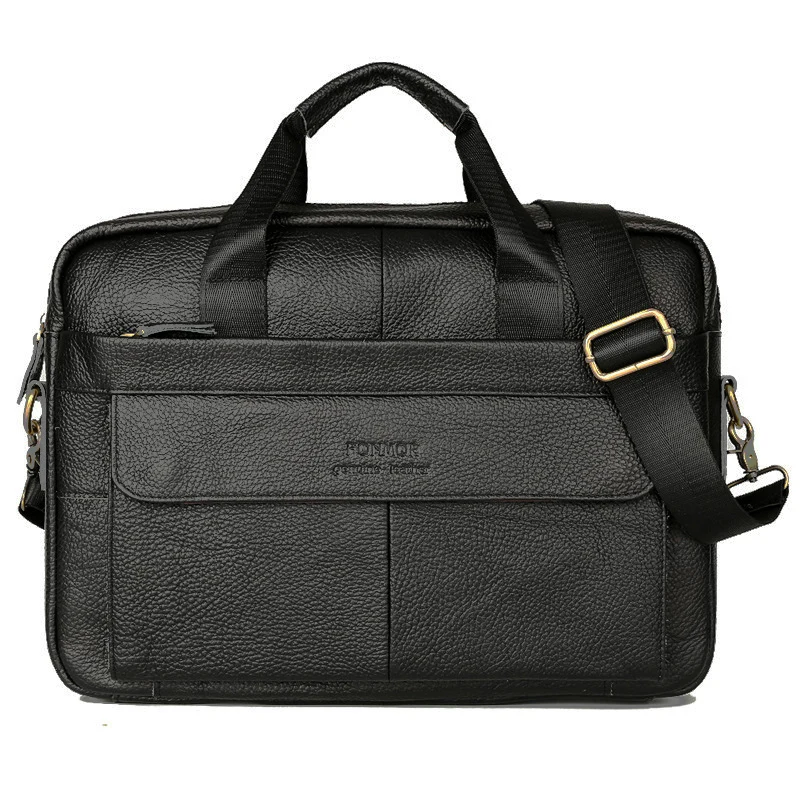 

Men's bag Genuine Leather Briefcase Business Handbag Brand Natural Cow Leather Shoulder Laptop bags Male Messenger bag Briefcase