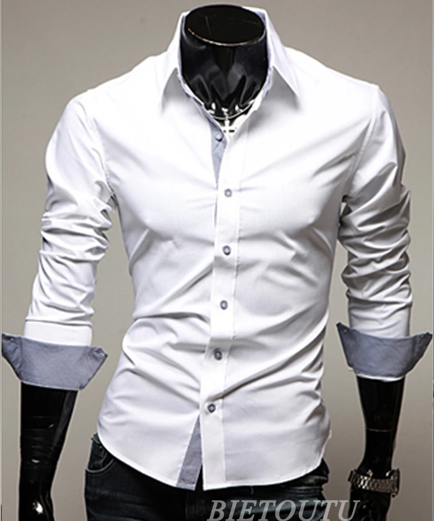 Luxury Men's Stylish Casual Shirt Slim Fit Long Sleeve Formal Blouse | Мужская одежда