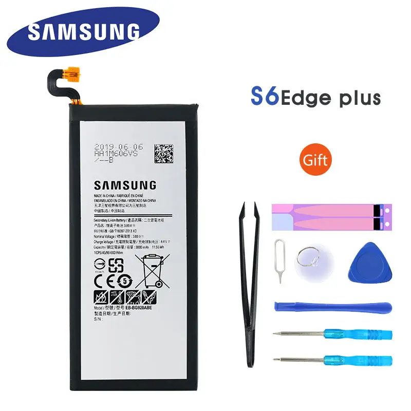 100% Оригинальный samsung Galaxy S6 Edge Plus Батарея для G928 G928F G928G G928T G928A G928I G928S EB BG928ABE 3000 мА/ч с