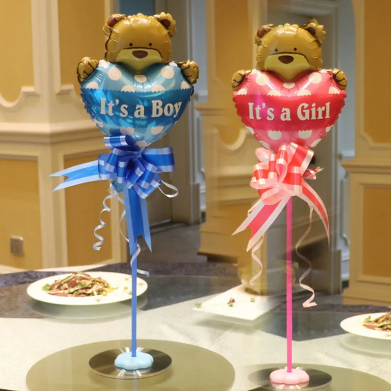 

New 45*32cm aluminum foil balloons decorated party boy and girl children's toys bear holding heart balloon globos