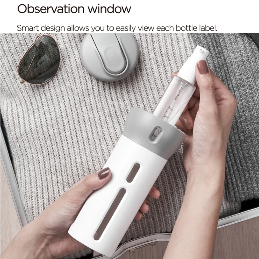

Portable Travel Bottles Set 4-In-1Organized Leak Proof Toiletries Refillable Travel Liquid/Lotion/Cream Container Kit