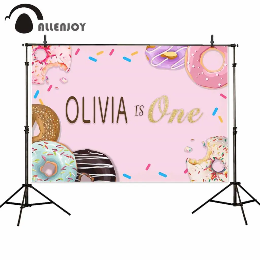 Allenjoy фон для фотостудии красочные пончики один год празднование дня рождения