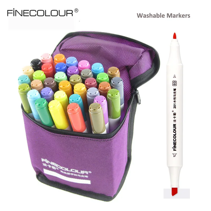 

Finecolour Washable Water based Markers 12/24/36 Set Dual Tip Professional Watercolor Pens for Painting Drawing Coloring Comic