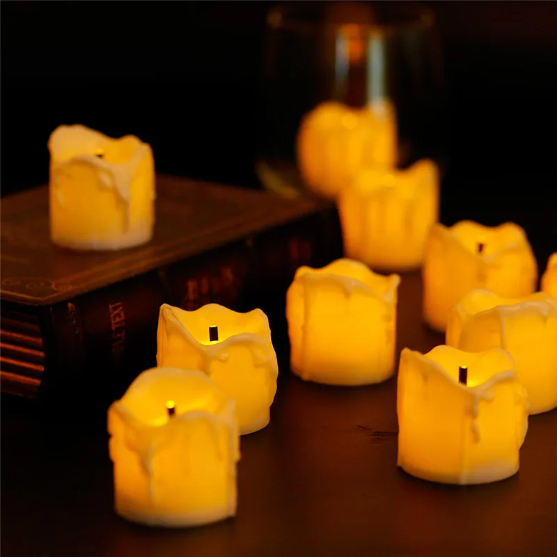 6 Pieces Warm White Flame Solar Power LED Light Candles 