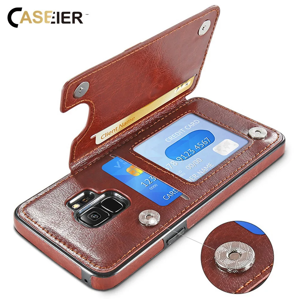 

CASEIER PU Leather Case For Samsung S8 S9 Plus Note 8 S7 Edge Cover Card Slot Holder Stand Wallet Flip Case Bag Coques Capinhas