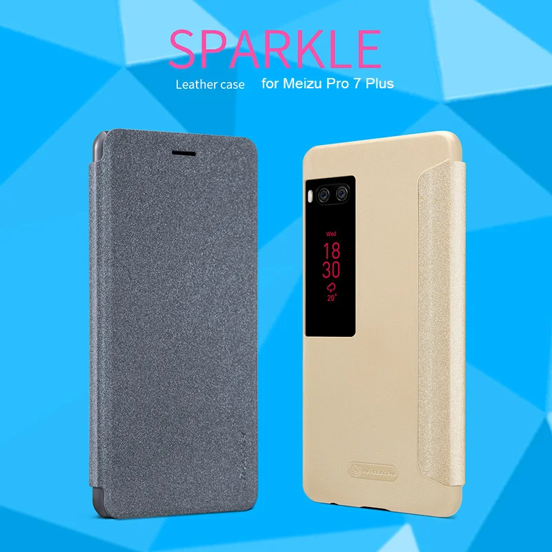

for Meizu Pro 7 Plus NILLKIN Sparkle Luxury Flip Leather with Smart View Window Back Cover Phone Case for Meizu Pro 7 Plus Funda