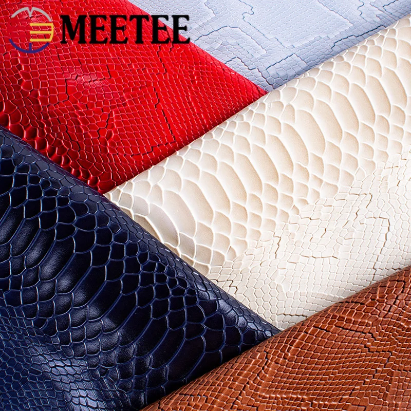 Baratos Meetee 45x137cm 1,2mm tela de cuero grueso Artificial sintético piel de serpiente Material de PVC para equipaje cartera cinturón DIY accesorio