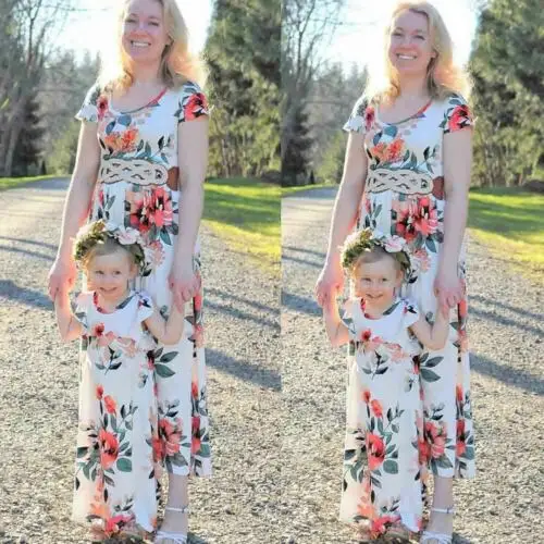 

HIRIGIN Family Clothes Mother Daughter Dresses Womens Girls Floral Long Maxi Dress