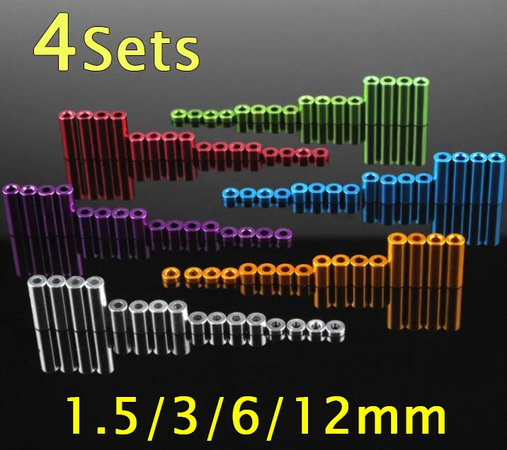 Koop 4 Sets 1.5 3 6 12mm Aluminium Spacer Set Standoff Aluminium Buis Kolom Onderdelen voor Tamiya Mini 4WD RC Auto Model