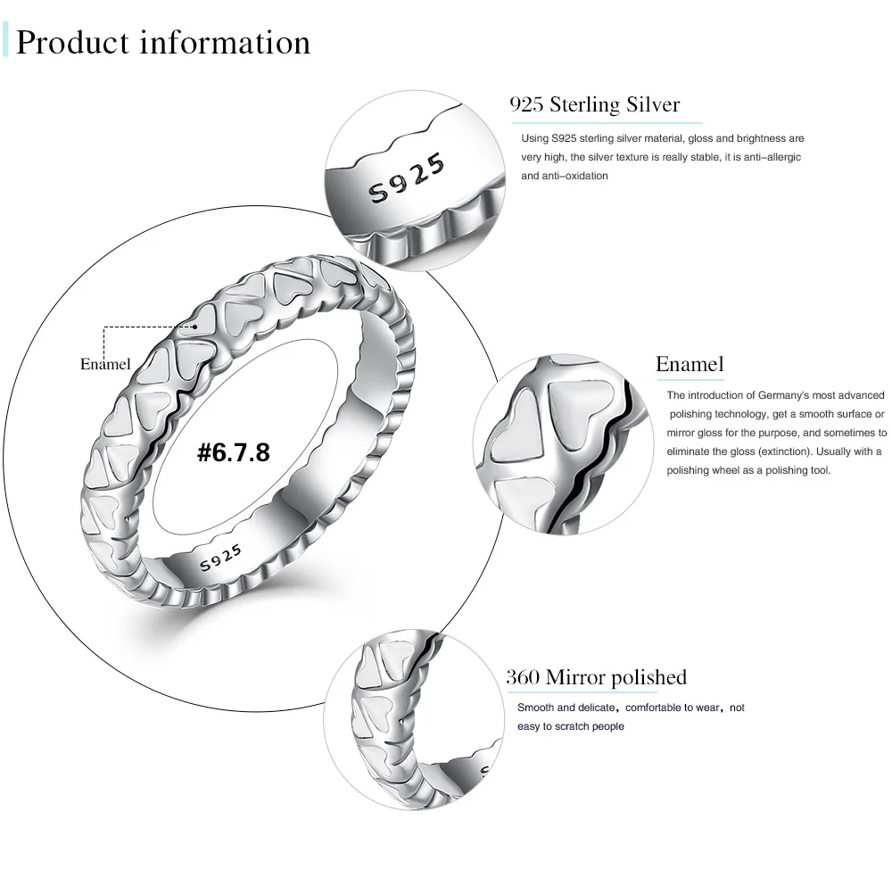 BELAWANG Романтический Роскошный уникальный дизайн кольцо из стерлингового серебра 925 проложить эмалированная подвеска в виде сердца палец кольцо ювелирные изделия для женщин Bijoux подарок