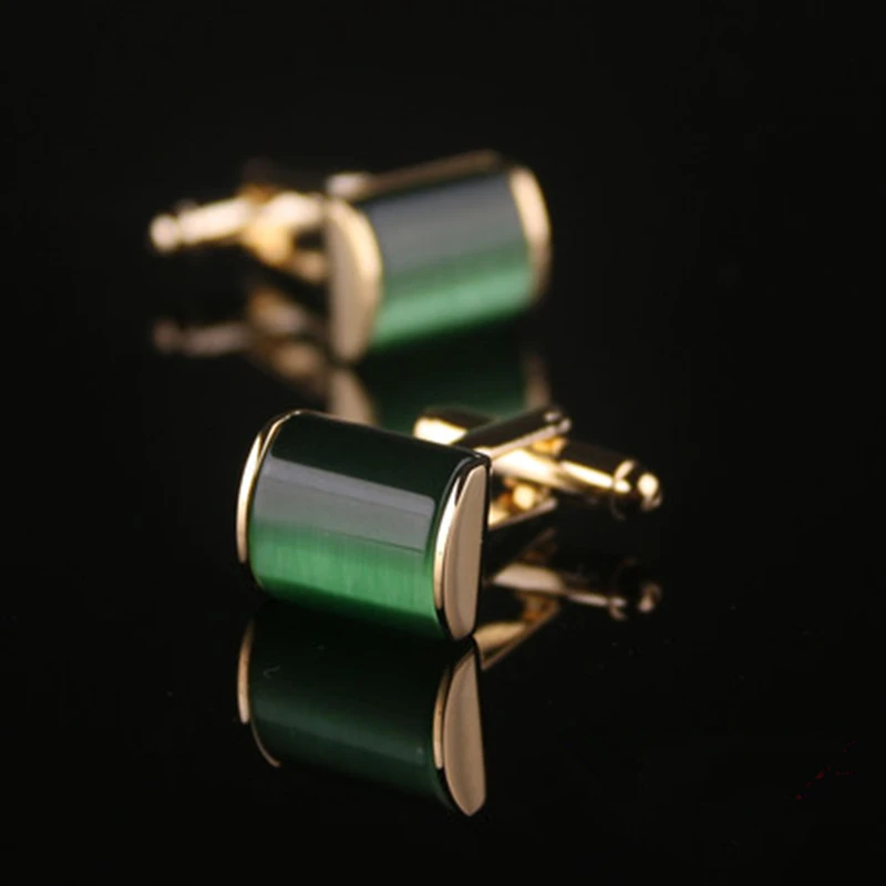 Jewelry-shirt-cufflink-for-mens-Green-Cuff-link-Wholesale-Button-High-Quality-Luxury-Wedding-Gold-color