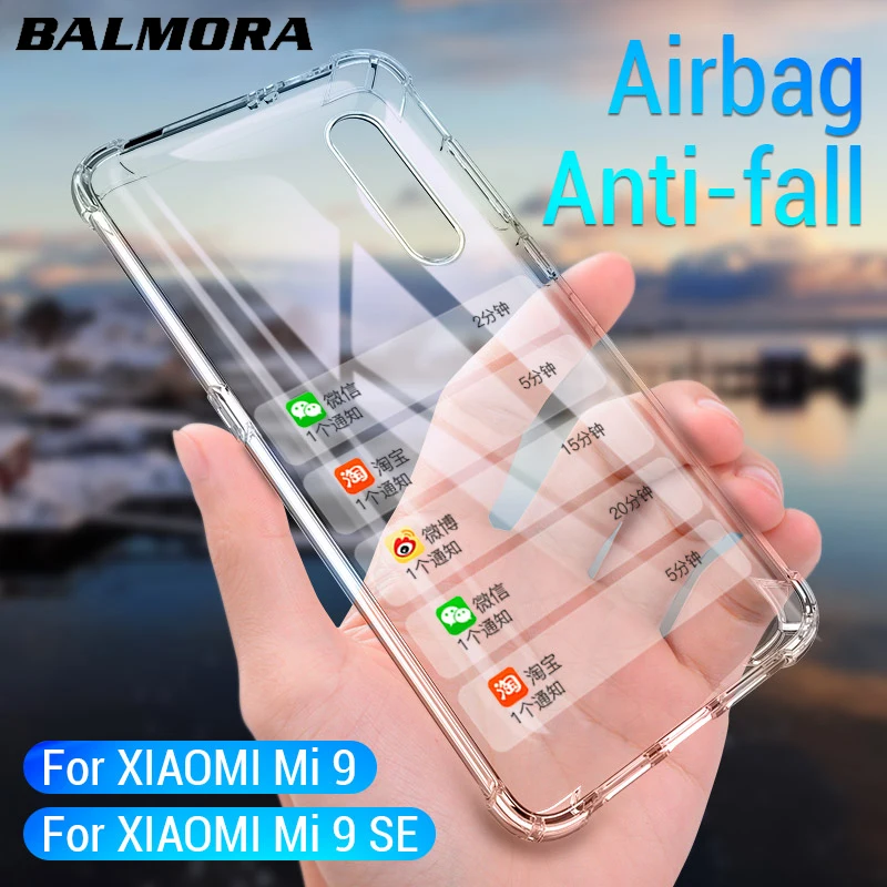 

BALMORA Four corners Anti-fall Transparent Case for Xiaomi Mi 9 8 SE Lite 6 6X PLAY A2 Max 2 Mix 2s TPU Silicone Back Case