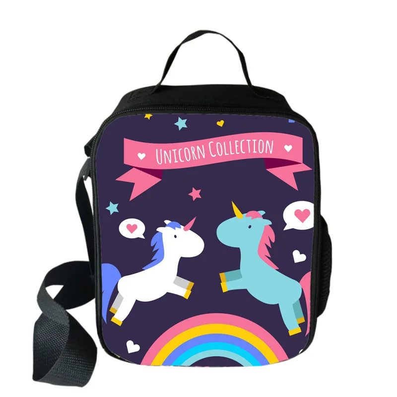 

New arrival children's lunch bag cartoon Unicorn pony Printing Bolsa termica loncheras para mujer for school student