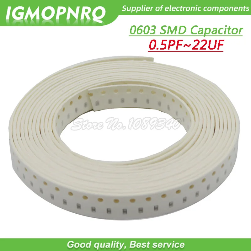 

100pcs 0603 smd capacitor ceramic 22pf 100pf 10pf 10nf 100nf 1uf capacitors kit sets 0.5pF-22uF IGMOPNRQ