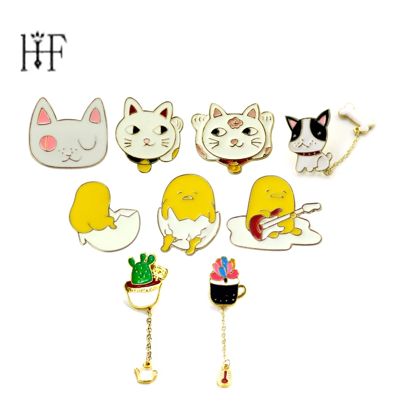 

19Type Cheaper Price Beauty Cut Enamel Brooches Pins Cat Dog Eggs, Potted Brooches for Women Lapel Pin Collar Brooch Potted Pins
